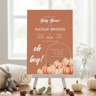Convites Terracotta Boho Pumpkin Fall Chá de fraldas