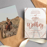 Convites Terracotta boho quadro simples foto-script casamen<br><div class="desc">Um convite de casamento moderno e simples com 2 fotos,  com uma cobertura branca,  quadro de fronteira de terracotta e letra elegante,  adicione 2 de sua foto favorita. Um casamento simples e elegante.</div>