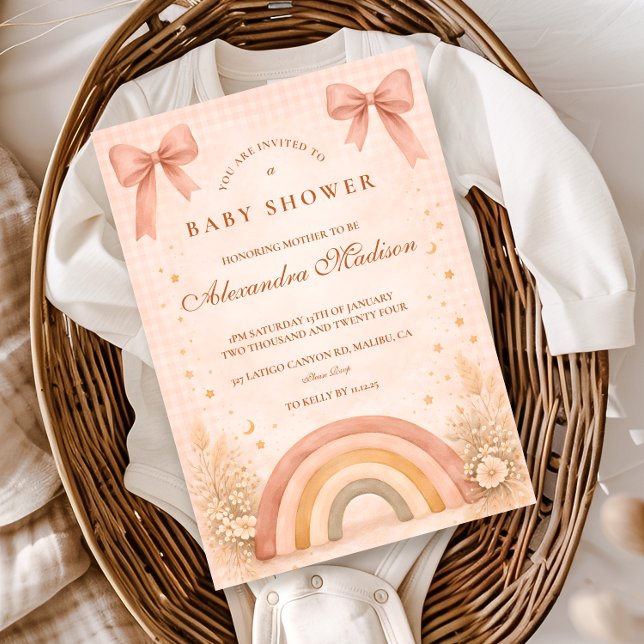 Convites Terracotta Boho Rainbow Baby Shower Baby Shower (Criador carregado)