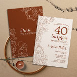 Convites Terracotta Boho Surprise aniversário de 40 anos<br><div class="desc">Floral Terracotta Boho Burnt Orange Surprise aniversário de 40 anos Convite de festas. Design minimalista moderno com sotaques botânicos e letra de escrita tipográfica. Simples cartão de convite floral perfeito para uma festa surpresa na moda. Pode ser personalizado para qualquer idade.</div>