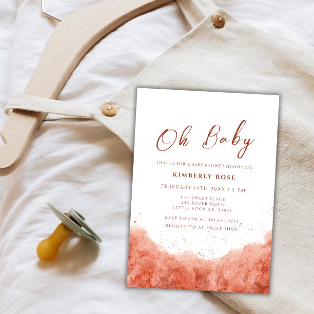 Convites Terracotta Boho Watercolor Chá de fraldas (Terracotta Boho Watercolor Desert Baby Shower Invitation)