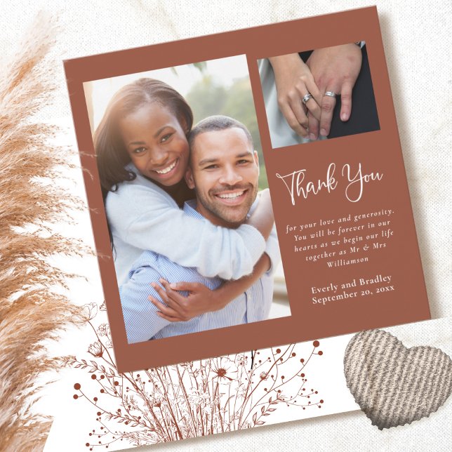 Convites Terracotta Boho Wildflower Casamento Obrigado (Criador carregado)