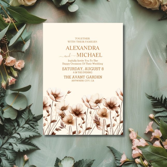 Convites Terracotta Boho Wildflower Wedding (Criador carregado)