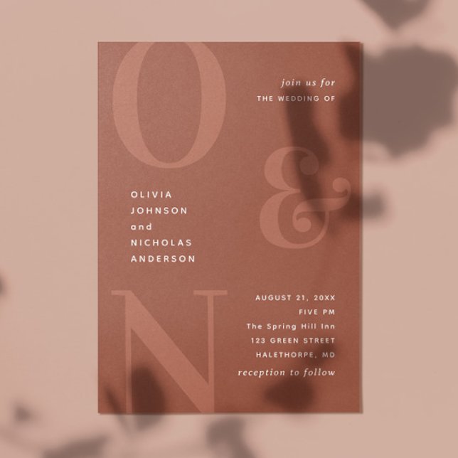 Convites Terracotta bold tipografia casamento Detalhes do c (Criador carregado)