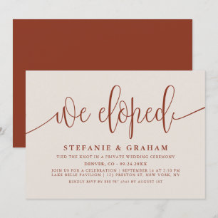 Convites Terracotta Bonito Calliografia Elopement