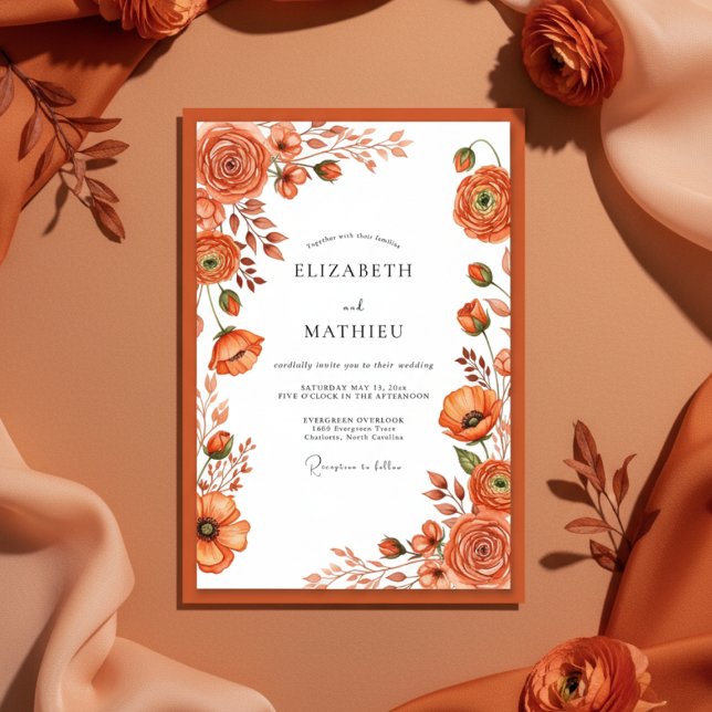 Convites Terracotta Botanical Autumn Wedding (Criador carregado)