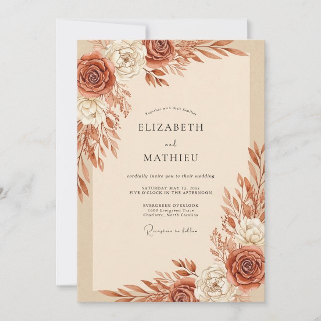 Convites Terracotta Bountiful Autumnal Wedding (Frente)