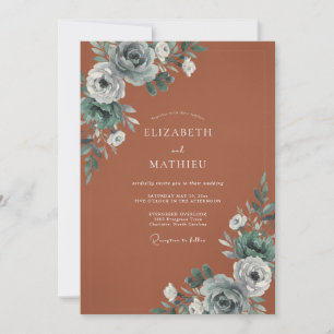Convites Terracotta Brushstroke Bloom Casamento