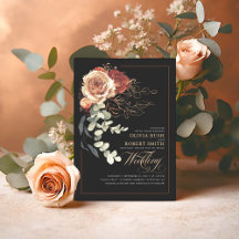 Terracotta Burnt Orange Floral Black Boho Casament