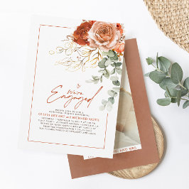 Convites Terracotta Burnt Orange Floral Festa de noivado