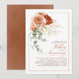 Convites Terracotta Burnt Orange Floral Weding Aniversário