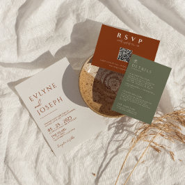 Convites Terracotta Burnt Orange Minimalist Boho Wedding