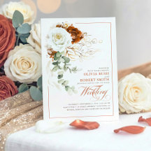 Terracotta Burnt Orange & White Floral Weding