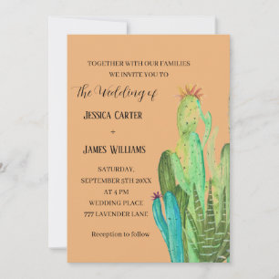 Convites Terracotta Cactus Desert Mexico Watercolor Casamen