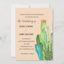 Convites Terracotta Cactus Desert Mexico Watercolor Casamen