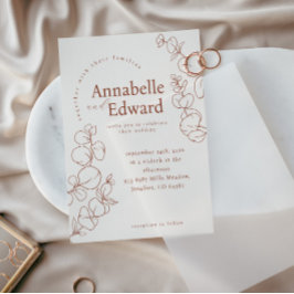 Convites Terracotta Casamento Botânico Minimalista