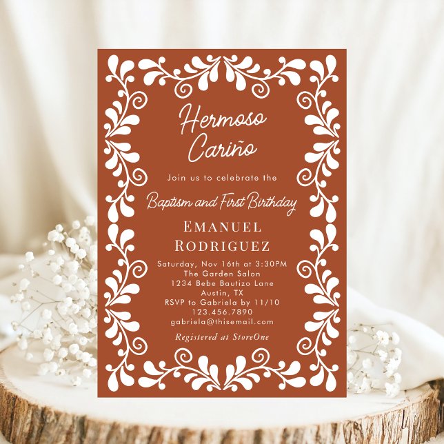 Convites Terracotta Cielito Lindo Batismo e Primeiro Aniver (Criador carregado)