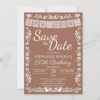 Convites Terracotta Cielito Lindo Save the Date 60 Aniversá