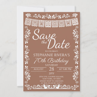 Convites Terracotta Cielito Lindo Save the Date 70 Aniversá