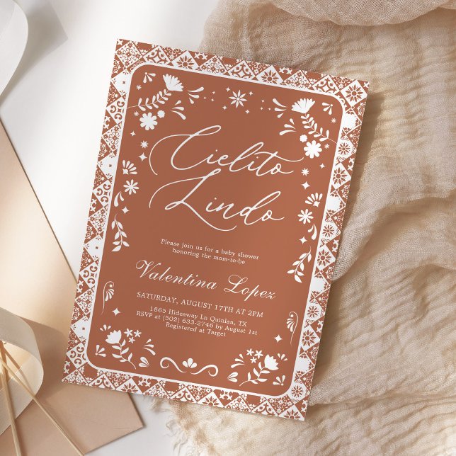 Convites Terracotta Cielito Lindo Talavera Baby Shower (Criador carregado)
