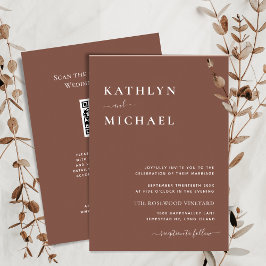 Convites Terracotta Código QR Tudo Em Um Casamento Chic Mod
