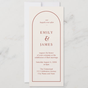 Convites Terracotta & Cream Arch Casamento Longo Minimalist
