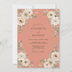 Convites Terracotta Creme Ranunculus Eucalipto Casamento