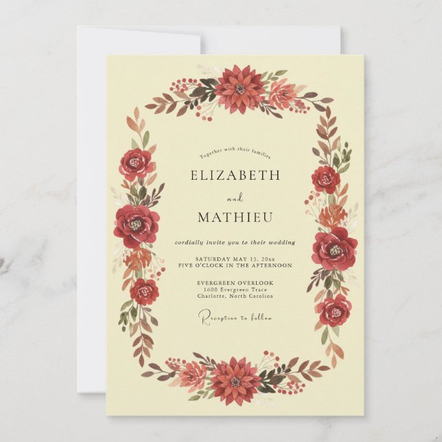 Convites Terracotta Dahlia Creme Casamento (Frente)