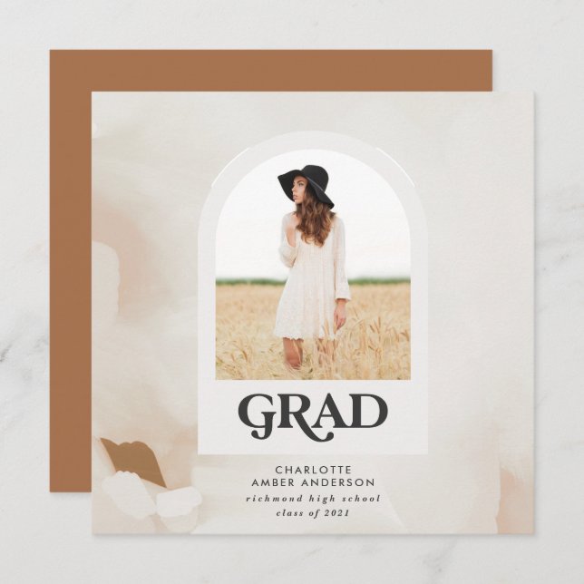 Convites Terracotta de formando abstrato mínimo moderno (Frente/Verso)