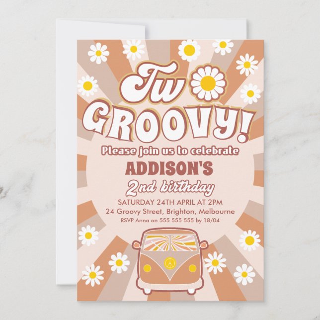 Convites Terracotta Dois segundo aniversário Retroativo De  (Frente)