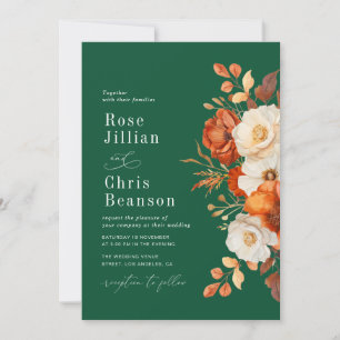 Convites Terracotta E Emerald Green Casamento Floral