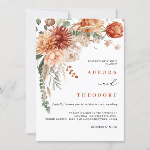 Convites Terracotta e Emerald Green Casamento Floral