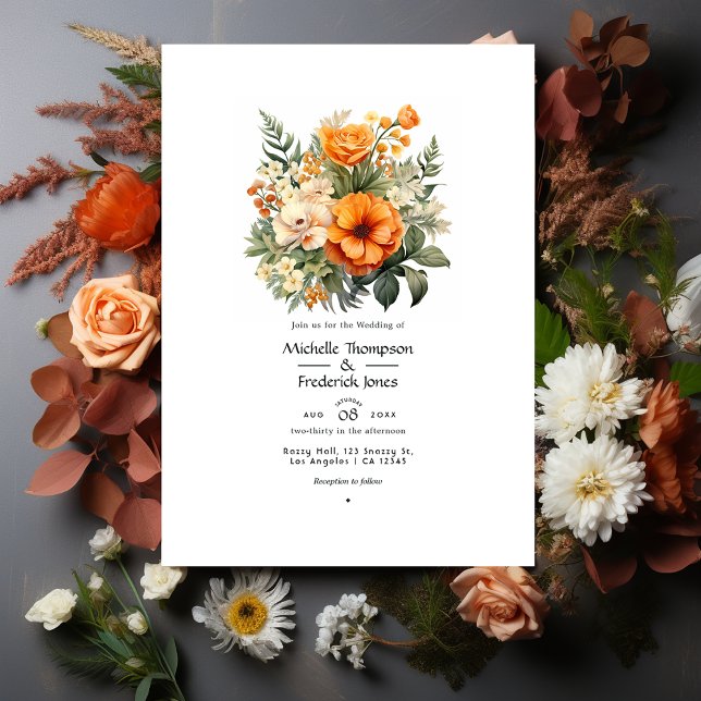 Convites Terracotta e Greenery Floral Wedding (Criador carregado)