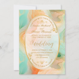 Convites Terracotta e Jade Marble Invitation