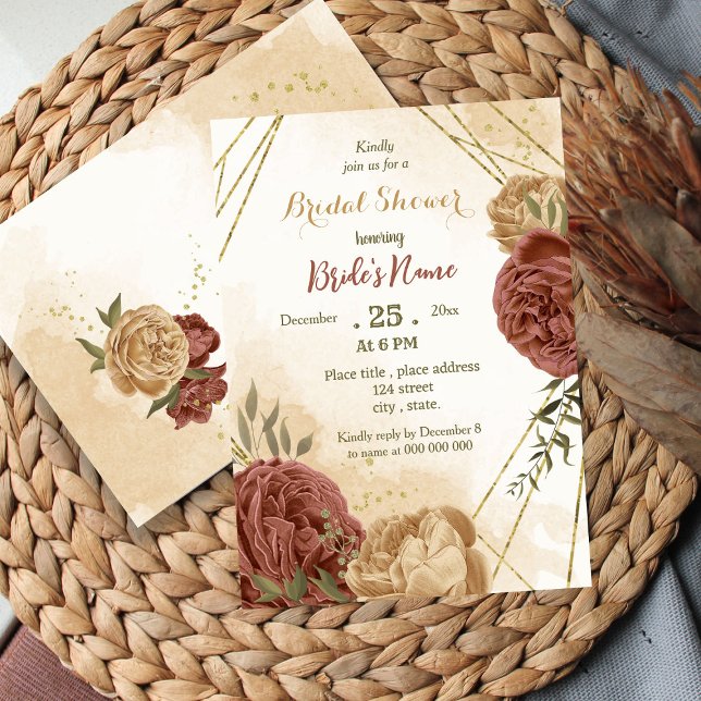 Convites terracotta earthy floral chá de panela verde (Criador carregado)