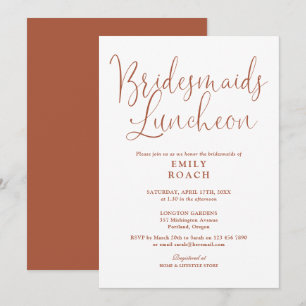 Convites Terracotta Elegant Script Bridesmaids Luncheon
