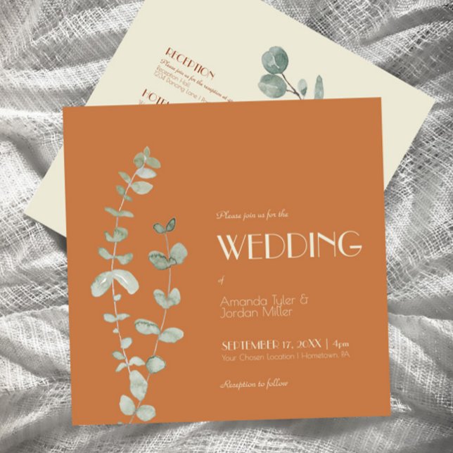 Convites Terracotta Eucalyptus Deco Praça Todos Um Casament (Criador carregado)