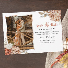 Convites Terracotta Fall Boho Foto Floral Salvar Data Em