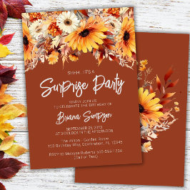 Convites Terracotta Fall Floral Surpresa Aniversário
