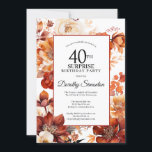 Convites Terracotta Fall Flowers 40th Surprise Birthday<br><div class="desc">As flores cor d'água laranja Elegante terracotta criam um quadro floral ousado neste convite de aniversário floral. Uma escrita simples dá-lhe uma vibração moderna.</div>
