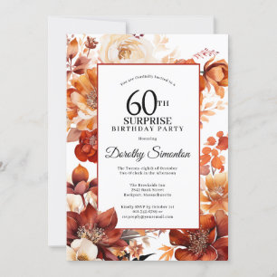 Convites Terracotta Fall Flowers 60th Surprise Birthday