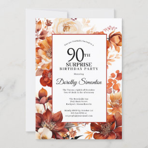 Convites Terracotta Fall Flowers 90 Surpresa Aniversário