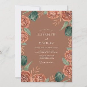 Convites Terracotta Flor de Rosa Florescer Casamento