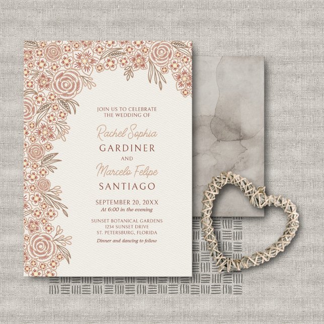 Convites Terracotta Floral Arch Wedding (Criador carregado)
