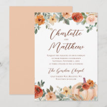 Terracotta Floral Autumn Pumpkin Casamento