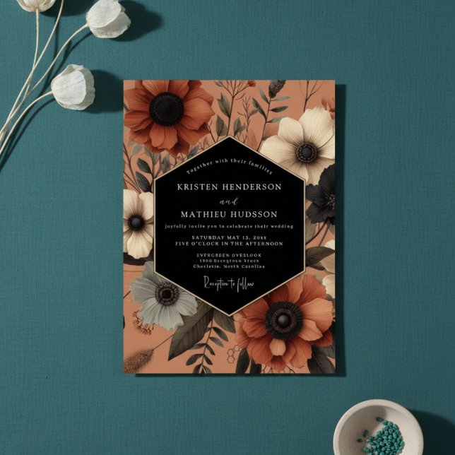 Convites Terracotta Floral Autumn Romance Wedding (Criador carregado)