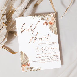 Convites Terracotta Floral Boho Pampas Chá de panela Grass