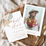 Convites Terracotta Floral Boho Pampas Chá de panela Grass<br><div class="desc">Laranja Mínima Queimada - Terracotta - Chá de panela de Scripts de Grass Coriander Elegant e Modern Boho Pampas com Foto no Outono de Volta (outono),  Inverno,  Primavera ou Convites de Verão - inclui uma bela e elegante tipografia de scripta para a Noiva Especial Ser antes do Casamento.</div>