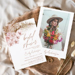 Convites Terracotta Floral Boho Pampas Chá de panela Grass<br><div class="desc">Laranja Mínima Queimada - Terracotta - Chá de panela de Scripts de Grass Coriander Elegant e Modern Boho Pampas com Foto no Outono de Volta (outono),  Inverno,  Primavera ou Convites de Verão - inclui uma bela e elegante tipografia de scripta para a Noiva Especial Ser antes do Casamento.</div>