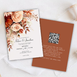 Convites Terracotta Floral Botânica Código QR Casamento